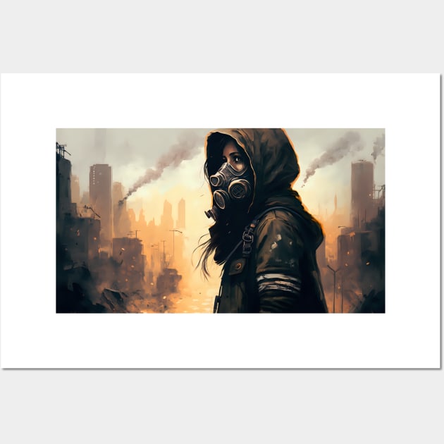 Anatomy of Disaster: Woman in Gas Mask Wall Art by GozuDesigns